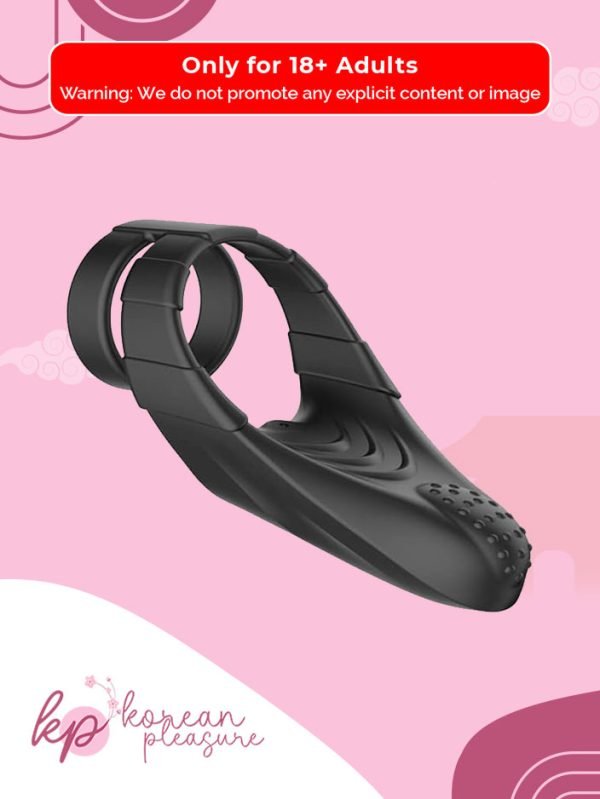 Black Stylish Silicone Double Cock Ring Vibrator