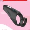 Black Stylish Silicone Double Cock Ring Vibrator